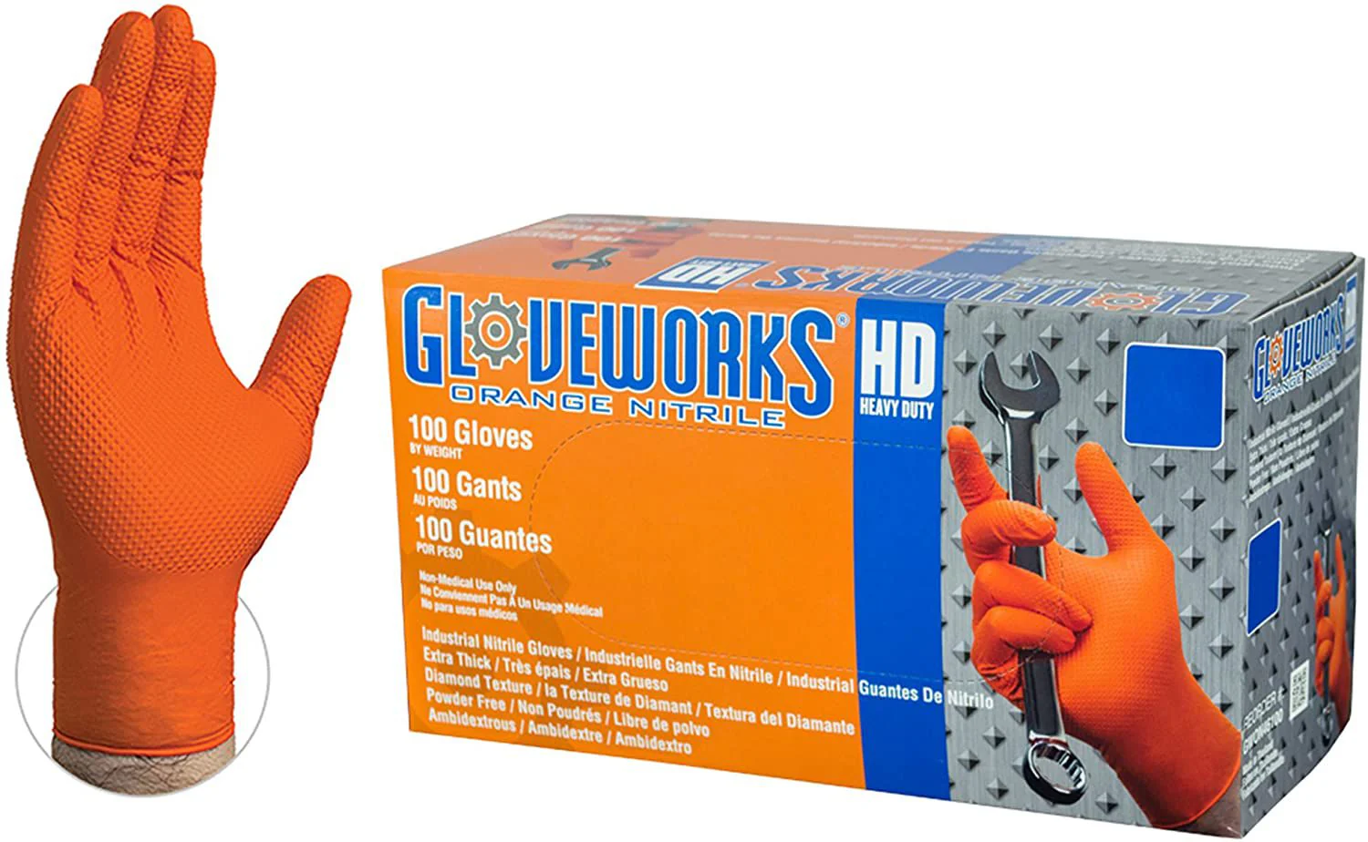 Ammex Heavy Duty Nitrile Gloves Orange XX-Large | GW0N49100