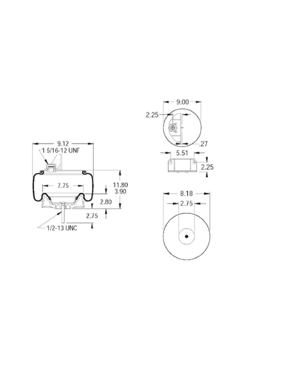 Elite Truck Parts Air Spring - Rolling Lobe - Kenworth | ETP-9541