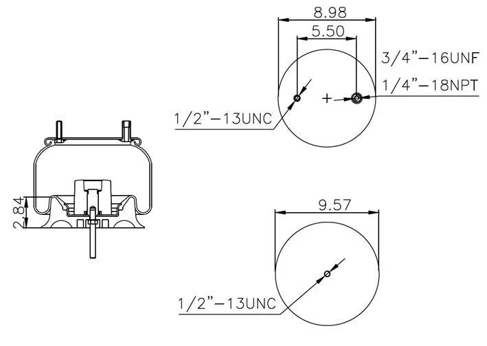 Elite Truck Parts Air Spring - Rolling Lobe - Neway / Holland | ETP-9807